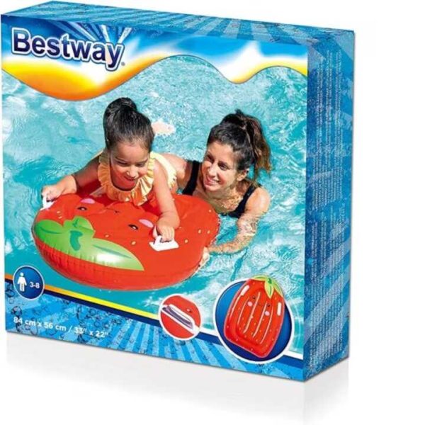 Bestway Felfújató szörfdeszka kapaszkodóval gyerekeknek , eper, 80 x 52 x 16 cm