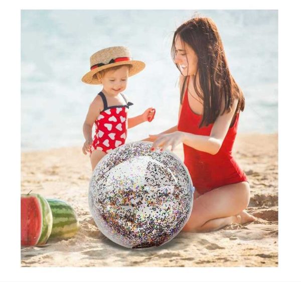 Csillámos glitteres strandlabda 40 cm felfújható