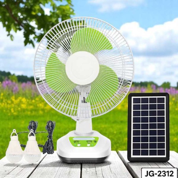 JG-2312 Napenergiás Multifunkciós Ventilátor Világítással és Töltéssel – 12 " Hordozható