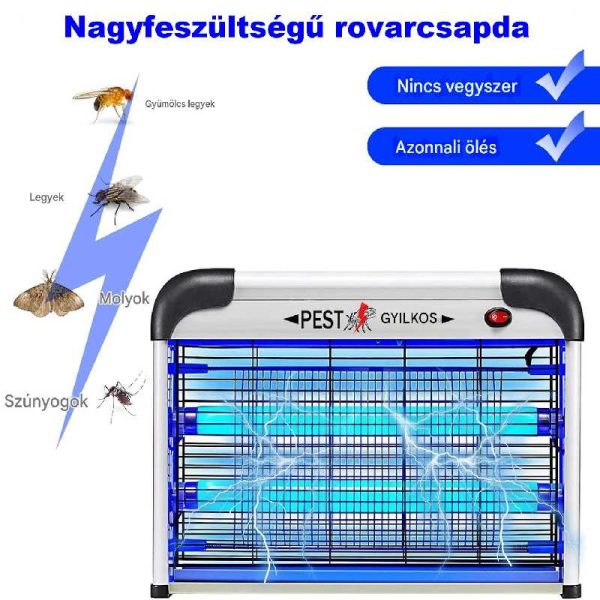 Ipari rovarírtó, UV Fénycsöves Elektromos Rovarcsapda, 40W, Konnektoros 220V