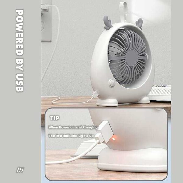 Asztali mini ventilátor ,KOS-19011, 2 féle sebeséggel , stílusos dizájn ,usb töltés