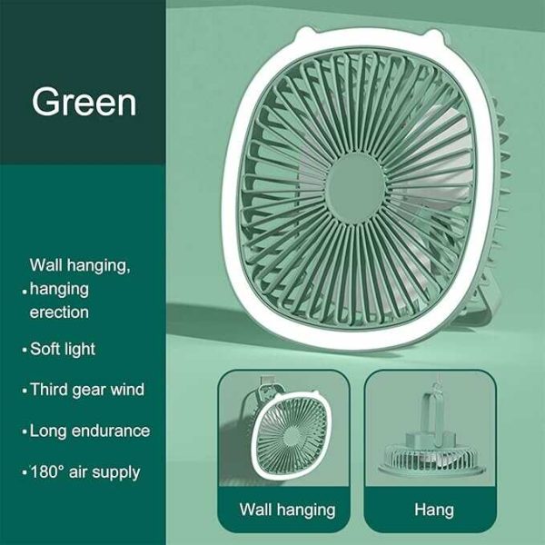 Hordozható Asztali Ventilátor F12 – Beépített Fénnyel és USB Töltéssel Ez a multifunkciós F12 modell egy kompakt és sokoldalú hordozható asztali ventilátor, amely beépített fénnyel is rendelkezik, így tökéletes társ a hűsítéshez és megvilágításhoz otthon, az irodában vagy a szabadban. Kettős Funkció, Bárhová Elhelyezhető A F12 ventilátor nem csupán asztali használatra alkalmas; függeszthető kialakításának köszönhetően könnyedén átalakítható mennyezeti ventilátorrá másodpercek alatt. Ez a kettős felhasználhatóság teszi rendkívül praktikussá: elhelyezhető hálóteremben, kempingezéskor, éjjeliszekrényen, vagy akár íróasztalon is, biztosítva a hűvös légáramot a helyiség minden sarkában. Hatékony Hűsítés és Hosszú Üzemidő A ventilátor háromfokozatú sebességszabályozással rendelkezik, így mindig az igényeihez igazítható: 1. fokozat: Enyhe, alváshoz ideális légáram. 2. fokozat: Természetes szél érzetét keltő fuvallat. 3. fokozat: Erős, hűsítő légáram a meleg ellen. Beépített, nagy kapacitású, 1200 mAh-s akkumulátorával mindössze 3 óra töltés után akár 5,5 órás vezeték nélküli üzemidőt biztosít. A három Vortex ventilátorlapát széles szögű légáramlást garantál, ami hatékony és stabil légmozgást eredményez, eloszlatva a levegőt a nagyobb területeken is. Beépített Világítás és Esztétikus Megjelenés Ez a modell nemcsak hűsít, hanem beépített fénnyel is rendelkezik, ami különösen hasznos éjszaka vagy kempingezéskor. A ventilátor gyűrűje körül elhelyezkedő világítás kellemes fényt biztosít. Megjelenése modern és esztétikus. A Csomag Tartalma: 1 db Hordozható Asztali Ventilátor F12 1 db USB töltőkábel
