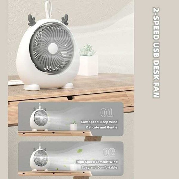 Asztali mini ventilátor ,KOS-19011, 2 féle sebeséggel , stílusos dizájn ,usb töltés