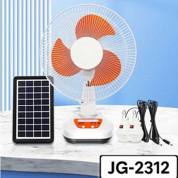 JG-2312 Napenergiás Multifunkciós Ventilátor Világítással és Töltéssel – 12 " Hordozható