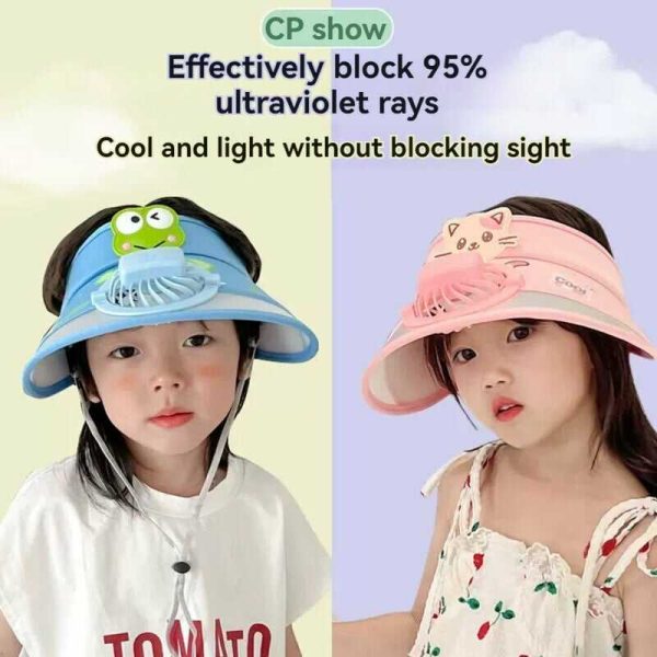 Cicás napellenzősapka gyerekeknek beépített ventilátorral , 3 féle sebeséggel , usb töltés