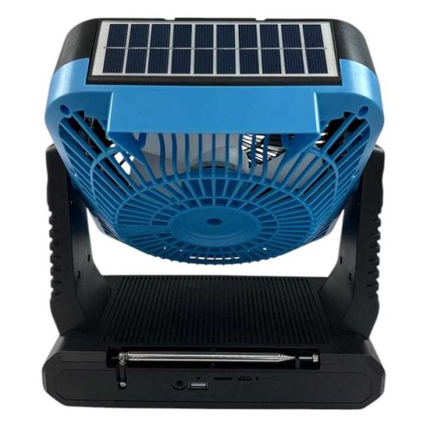 Napelemes hordozható ventilátor + elektromos töltés FP-339-S , beépített FM rádióval , Led világítással