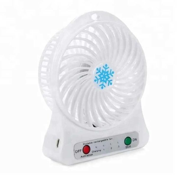Mini Hordozható Újratölthető USB Ventilátor, 3 Fokozatú, Hópehely Design