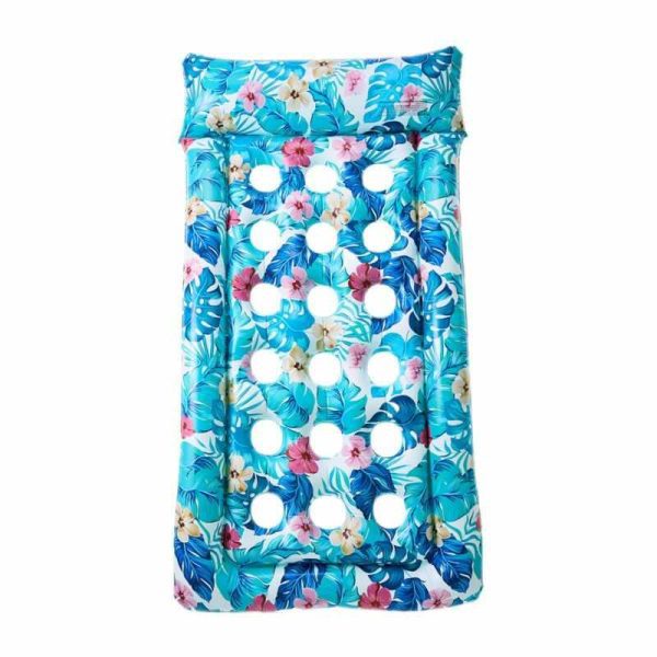 Trópusi strandmatrac fejtámlával pihenőmatrac lyukasztott mintázattal 170 x 85 cm