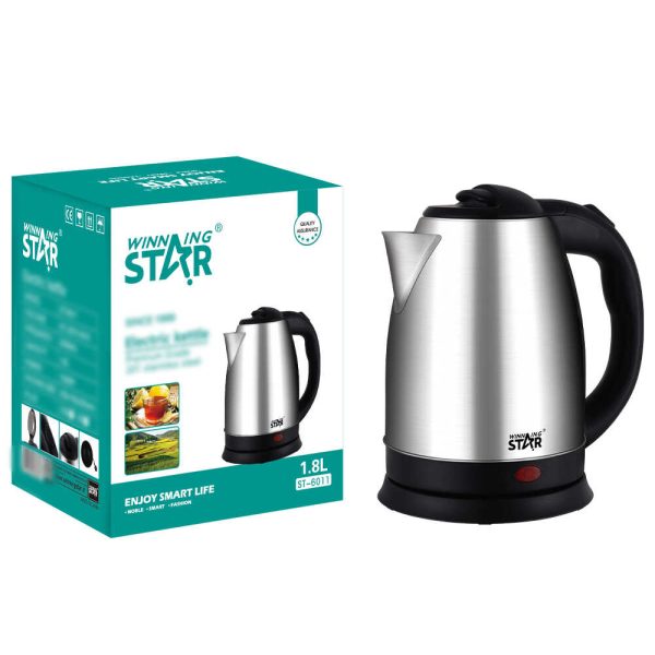WINNING STAR ST-6011 Rozsdamentes Acél Vízforraló, 1.8L, 1500W, Túlmelegedés Védelemmel