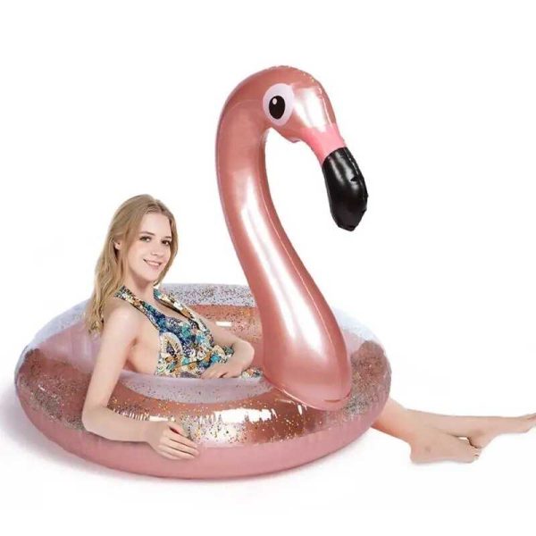 Flitteres , csillogós flamingó úszógumi , 90 cm