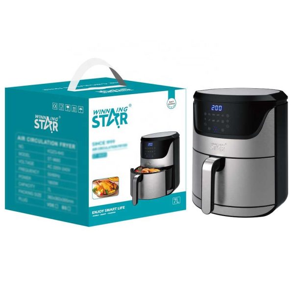 WINNING STAR ST-9685 Nagy Kapacitású Forrólevegős Sütő, 7L, Digitális, Inox