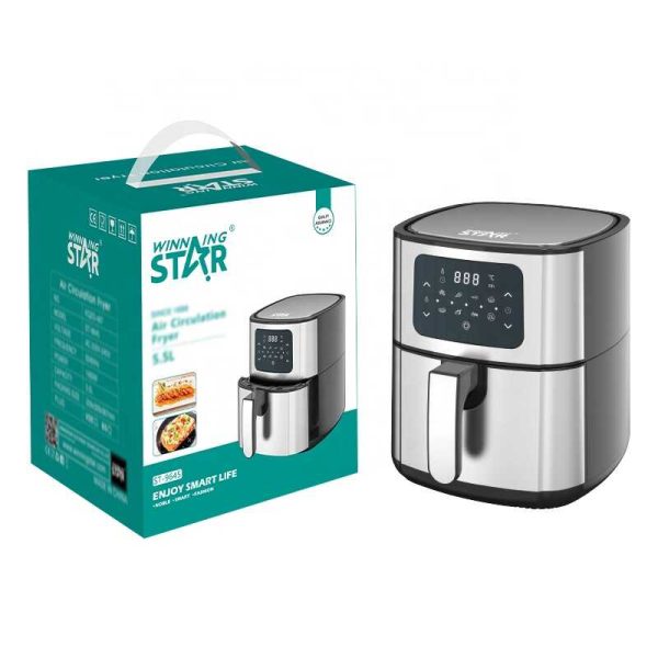 WINNING STAR ST-9645 Digitális Forrólevegős Sütő – 5.5L, 1400W, Inox