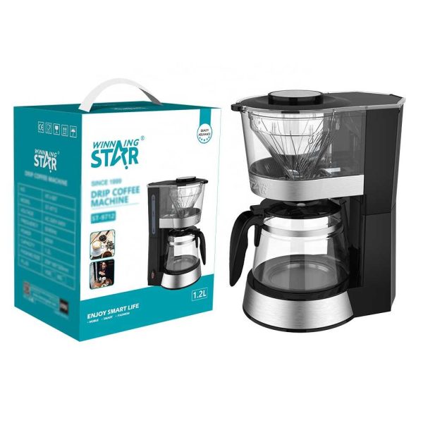 WINNING STAR ST-9712 Csepegtetős Kávéfőző, 1.2L, Rozsdamentes Acél/Üveg