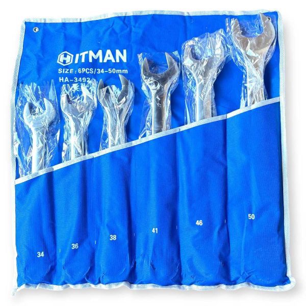 Hitman HA-3492 – 6 db-os csillag-villáskulcs készlet, krómozott vanádium acél, 34-50 mm