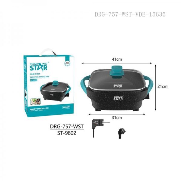WINNING STAR ST-9802 Elektromos Serpenyő, 6.5L, 1600W, Tapadásmentes