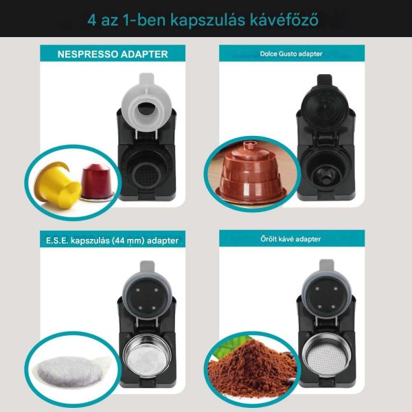 WINNING STAR ST-9745 Multikapszulás és Őröltkávé Főző, 20 Bar Nyomás, Kompakt