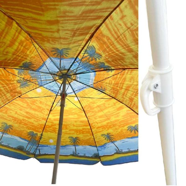 Trópusi Mintás Strandi Napernyő – 150 cm átmérő, leszúrható és állítható magasság (110-180cm)