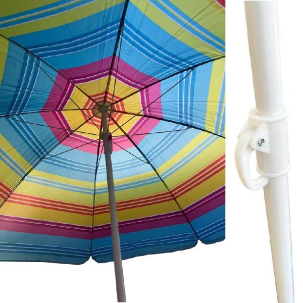 Csíkos Strandi Napernyő – 150 cm átmérő, leszúrható és állítható magasság (110-180cm)