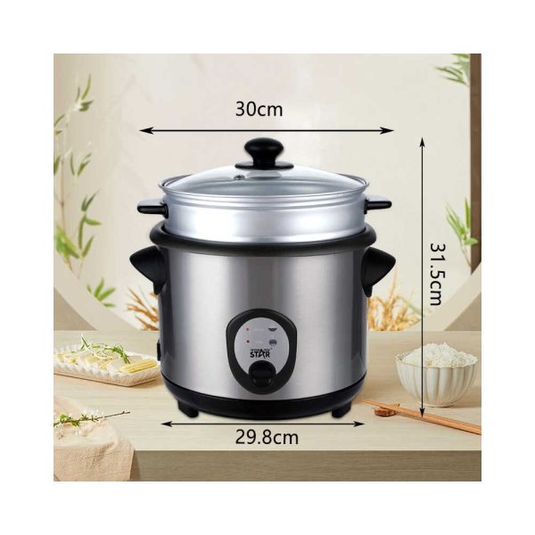 WINNING STAR ST-9352 Elektromos Rizsfőző és Pároló, 2.2L, 900W, Rozsdamentes Acél