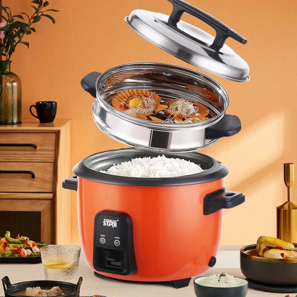 WINNING STAR ST-9341 Elektromos Rizsfőző és Pároló, 3.6L, 700W, Rozsdamentes Acél Párolóval