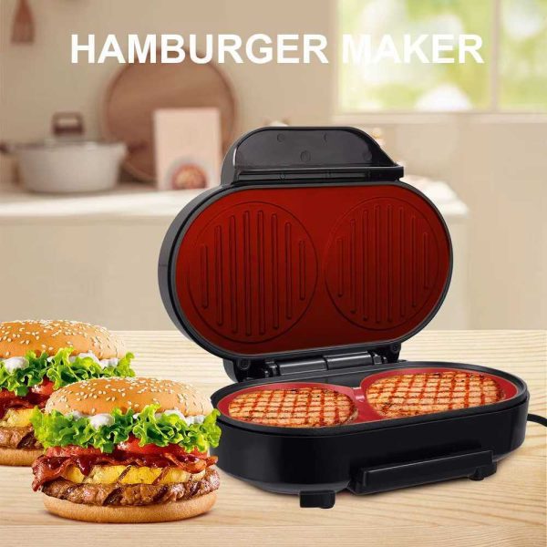 WINNING STAR ST-9451 Hamburgerkészítő – 1000W, Dupla Sütőfelület, Fekete