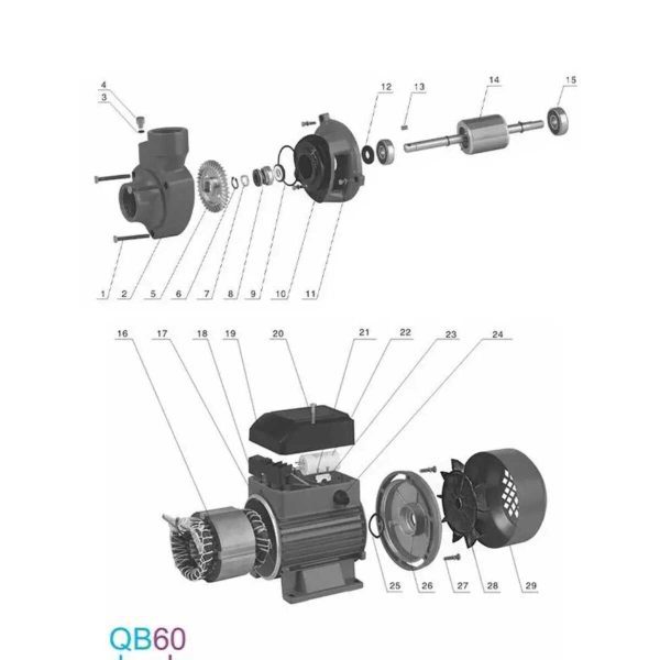 ZEGOR QB60 Felületi Örvényszivattyú, 370W, 40m Max. Emelőmagasság, Sárgaréz Járókerék