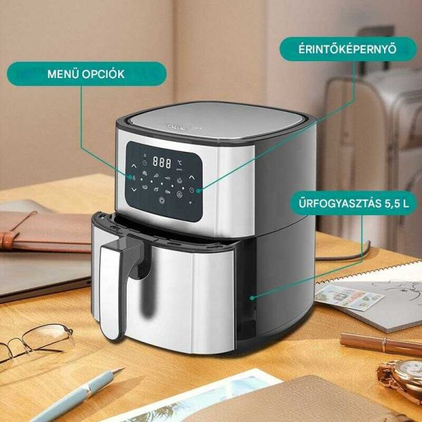 WINNING STAR ST-9645 Digitális Forrólevegős Sütő – 5.5L, 1400W, Inox
