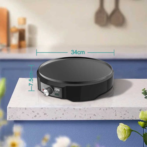 WINNING STAR ST-9324 Elektromos Palacsintasütő, 34 cm, 1200W, Tapadásmentes Felület