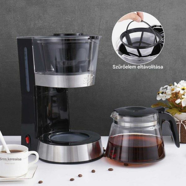 WINNING STAR ST-9712 Csepegtetős Kávéfőző, 1.2L, Rozsdamentes Acél/Üveg