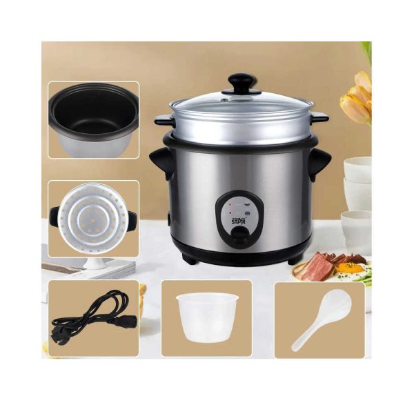 WINNING STAR ST-9352 Elektromos Rizsfőző és Pároló, 2.2L, 900W, Rozsdamentes Acél