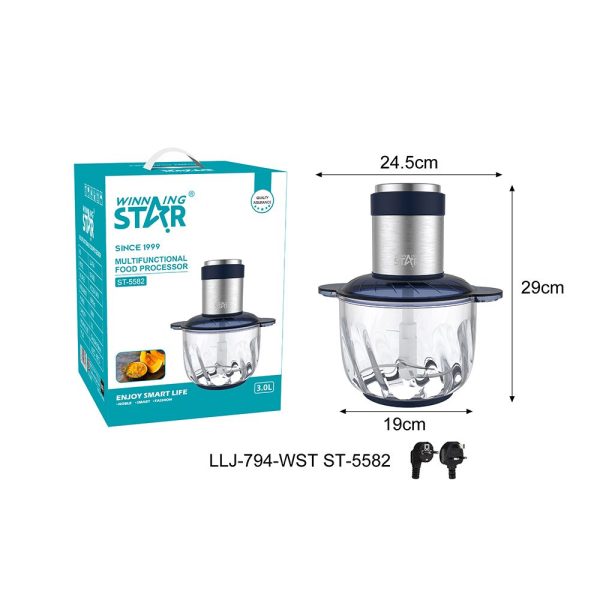 WINNING STAR ST-5582 Multifunkciós Aprító és Húsdaráló – 3.0L, Kétpengés, Inox