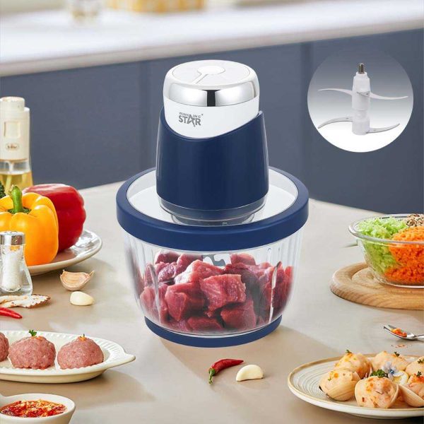 WINNING STAR ST-5581 3 az 1-ben Elektromos Aprító és Húsdaráló – 300W, Kék/Ezüst