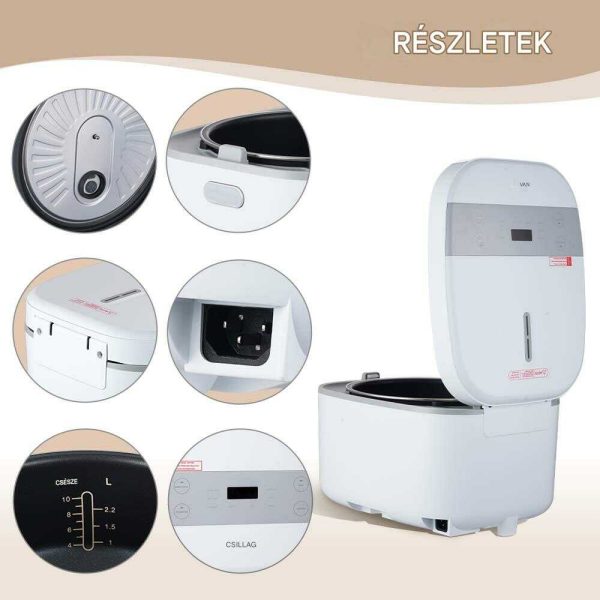 WINNING STAR ST-9375 Digitális Rizsfőző, 5L, LED Érintőpanellel, 8 Programmal