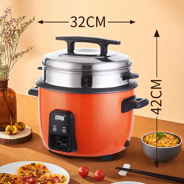 WINNING STAR ST-9341 Elektromos Rizsfőző és Pároló, 3.6L, 700W, Rozsdamentes Acél Párolóval