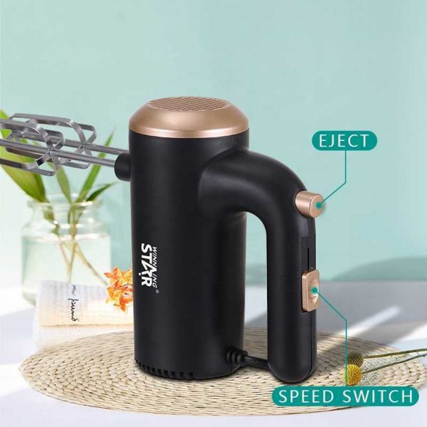 WINNING STAR ST-5527 Elektromos Kézi Mixer – 150W, 5 Sebesség, Fekete/Arany
