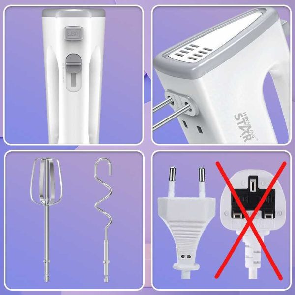 WINNING STAR ST-5535 Elektromos Kézi Mixer – 300W, 5 Sebesség, Fehér/Szürke