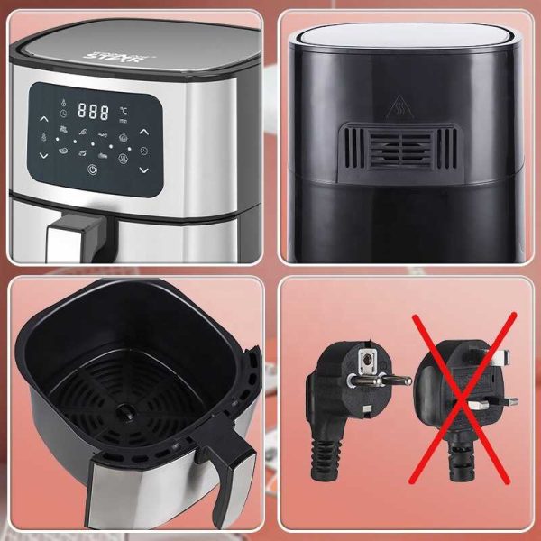 WINNING STAR ST-9645 Digitális Forrólevegős Sütő – 5.5L, 1400W, Inox