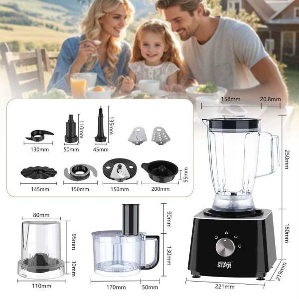 WINNING STAR ST-5583 10 az 1-ben Konyhai Robotgép – 600W (aprít, szeletel, reszel, kever, dagaszt, darál, és facsar)