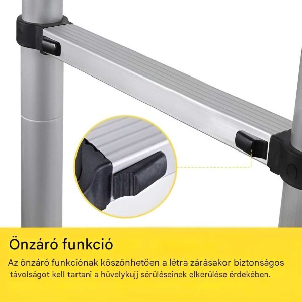 Haina H-UP500 Teleszkópos Alumínium Létra 5,0m – 150 kg Teherbírás, Könnyen Tárolható
