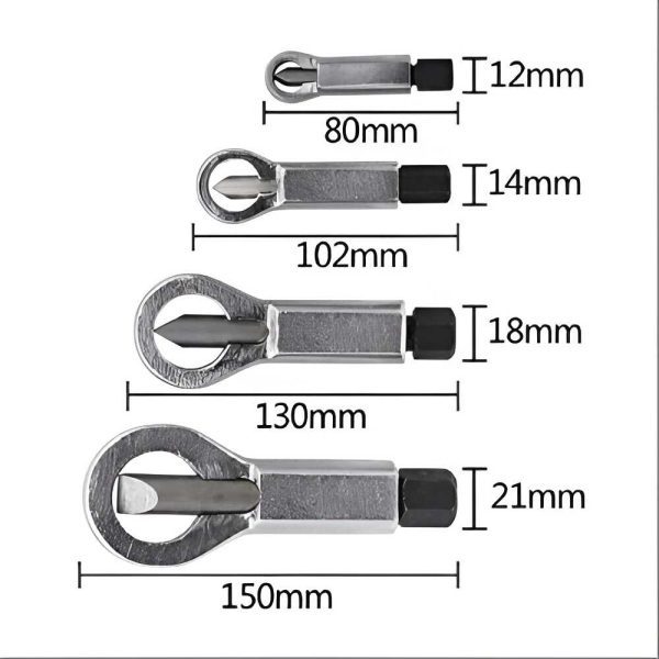 Haina HA-2106 Anyacsavar Roppantó Készlet, 4 részes, 9-27mm, Edzett Acél