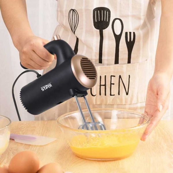 WINNING STAR ST-5527 Elektromos Kézi Mixer – 150W, 5 Sebesség, Fekete/Arany