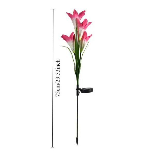 Napelemes Liliom virág kerti lámpa , 75 cm , 2 db / csomag