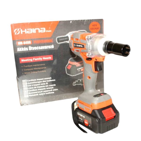 Haina HM-6499 Ütvecsavarozó 2x48V, 680Nm, Fúrótokmánnyal és 17, 19, 21, 22 mm Dugókulcsokkal
