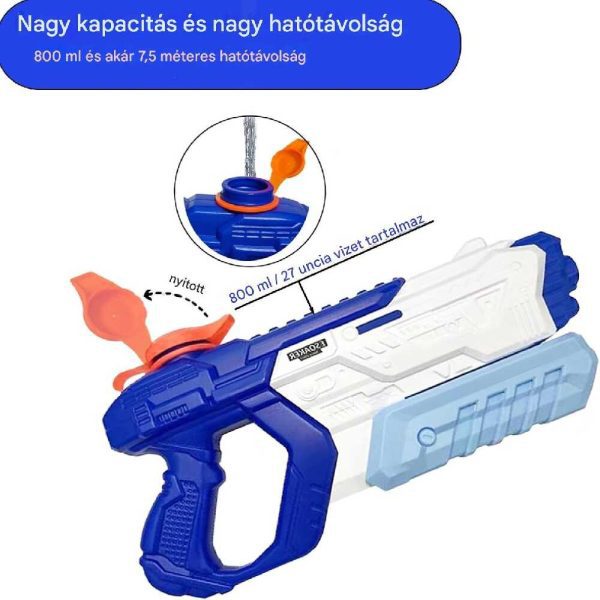 Esoaker Pumpás Vízipisztoly – 800ml tartály, akár 60 lövés, 9 méteres hatótáv