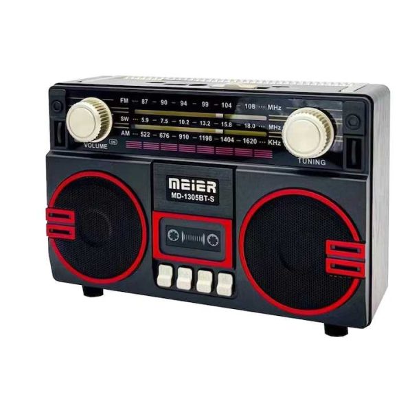 MEIER MD-1305BT Hordozható Rádió Retró Stílusban Bluetooth-szal, USB/SD és FM/AM/SW Funkciókkal