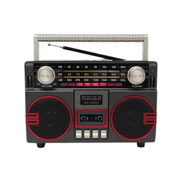 MEIER MD-1305BT Hordozható Rádió Retró Stílusban Bluetooth-szal, USB/SD és FM/AM/SW Funkciókkal