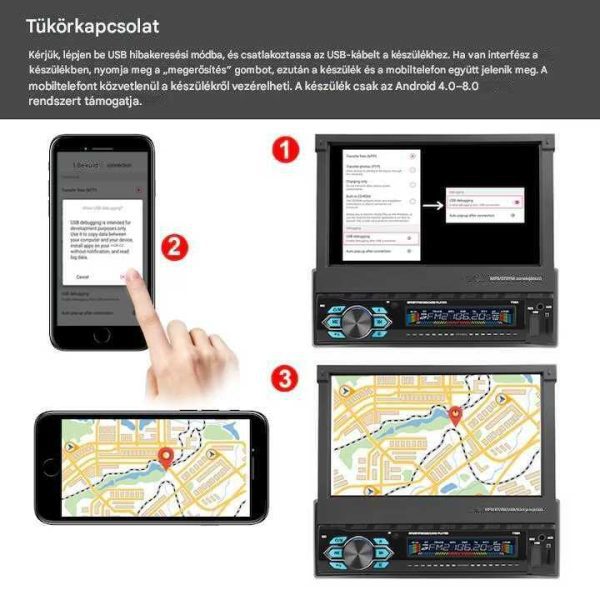 TASBEL MODEL-6 Autós Multimédia Fejegység, WiFi, GPS, 1024x600 Érintőképernyő