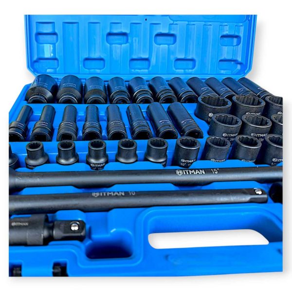 Hitman HA-2581 Erősített 1/2" 12-Lapfejű Dugókulcs Készlet – Prémium Fekete Kivitel