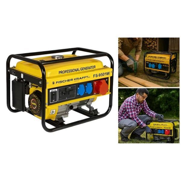 Fischer Kraft FS-9500W Benzines Generátor, 3 Fázisú, Vészhelyzeti áramellátáshoz
