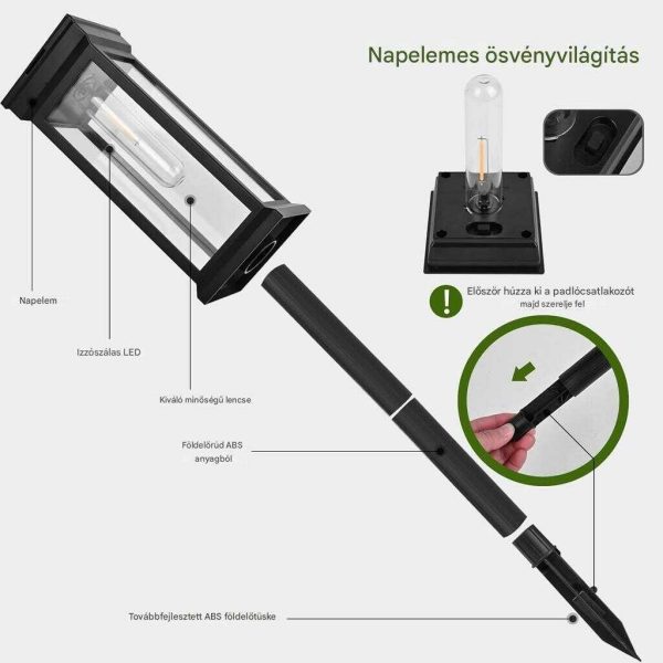 Napelemes Ösvényvilágítás, XF-2901, Leszúrható, Dekoratív Meleg LED, 1db